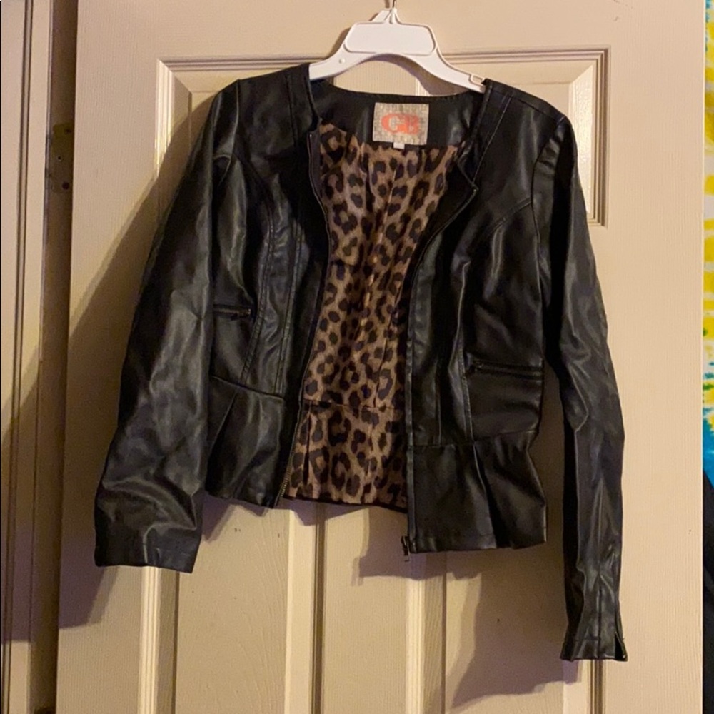 Peplum Vegan Leather Jacket